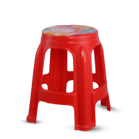Round Stool High (Printed) - Red